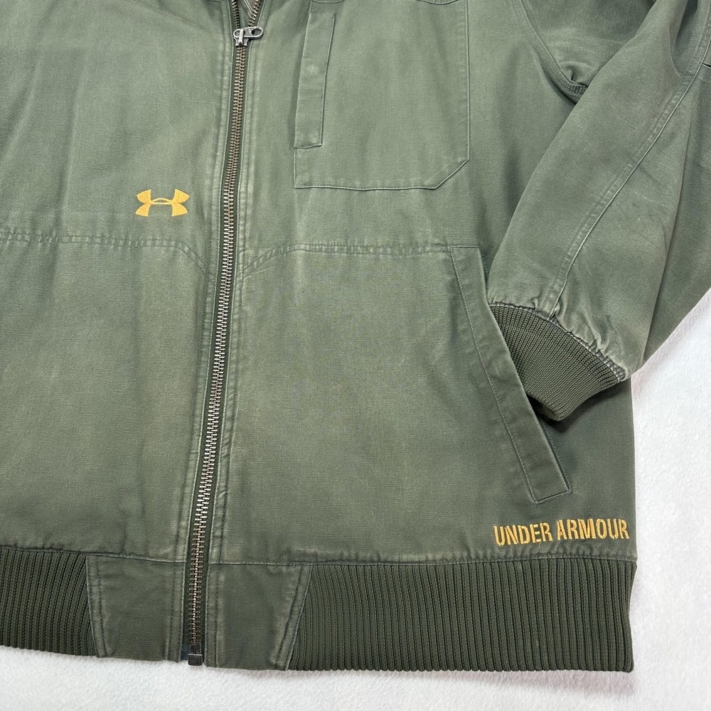 Under Armour Jacket Mens 2XL Green Quilted Lined Canvas Bomber Hunting Real Tree - Picture 2 of 15